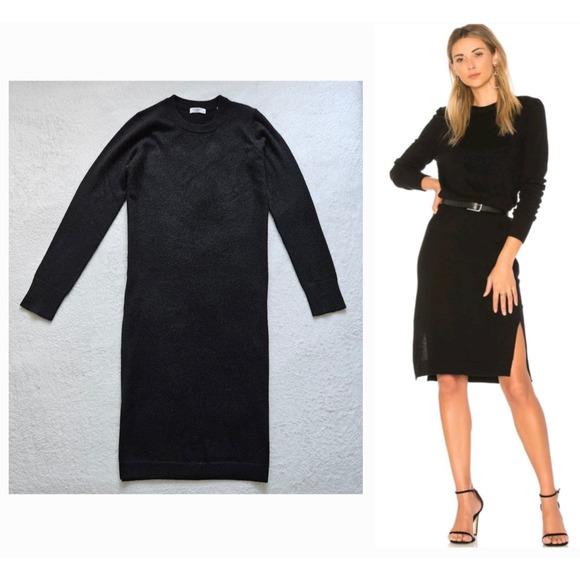 EQUIPMENT 100% cashmere snyder goop little black lbd knit sweater dress $390 s - Picture 2 of 12